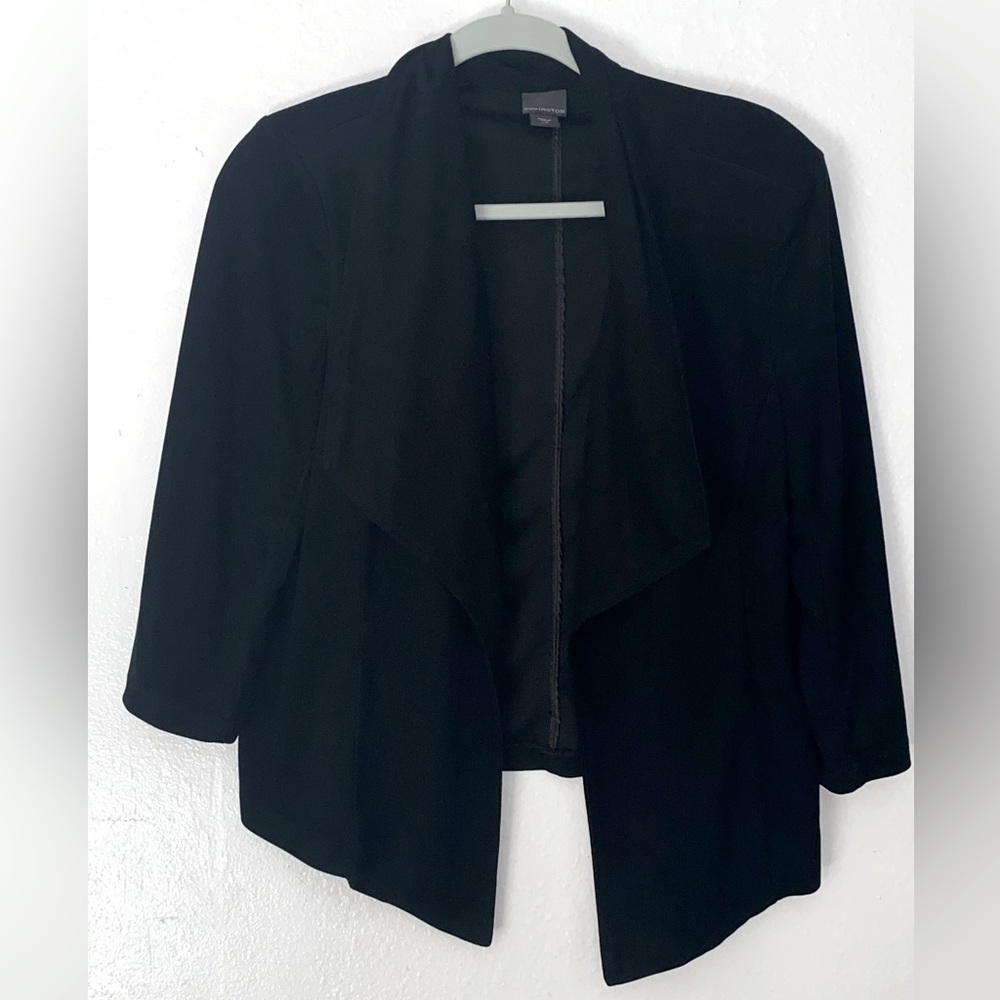 Covington black 3/4 sleeve jacket with draping detailing
